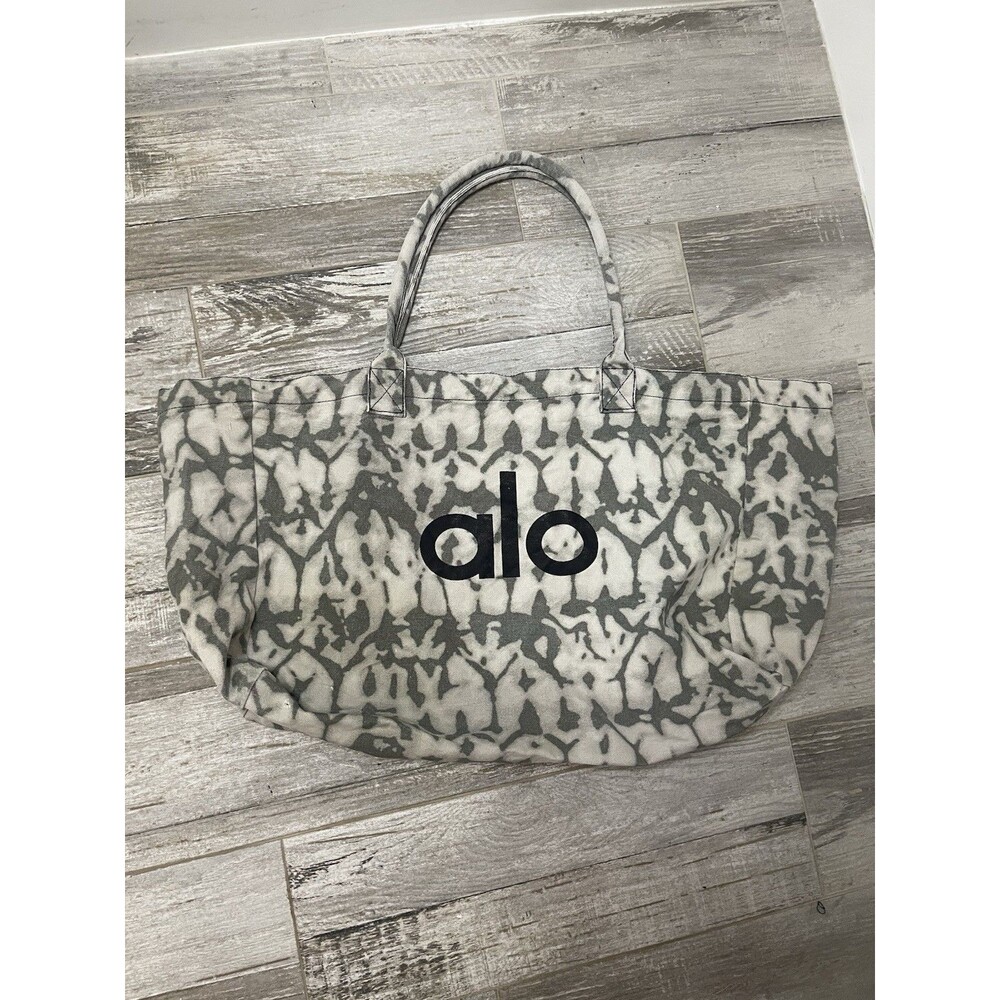 Alo Gray Canvas Logo Tote Bag 19x12" - Picture 3 of 5